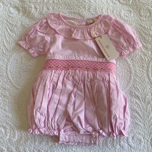 NWT Pink Gingham Smocked Bubble
